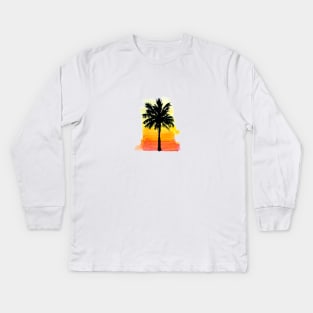 Palm Tree Sunset Silhouette Kids Long Sleeve T-Shirt